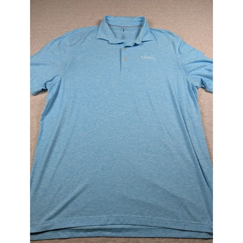 Johnnie-O Maddox Top Shelf Polo Shirt Mens XL Blue Performance Black Rock UPF 50